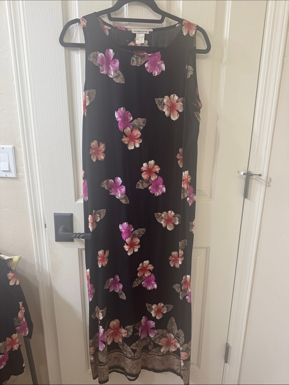 Roaman's Black Maxi Dress with Pink and Cream Floral Print and Matching Jacket - Picture 2 of 5